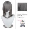 40cm Anime Synthetic White Purple Cosplay Wigs Short Green Hair Straight Silver Wig Pink Hairpiece Short Wig with Bangs