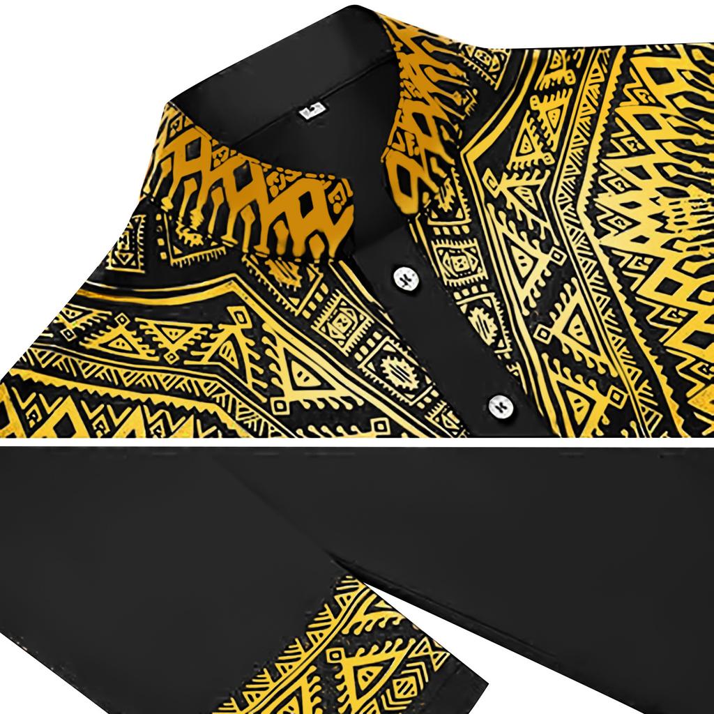 Men's Fashion Ethnic Style Robe Suit Men's Casual Hot Stamping Printed Robe Suit