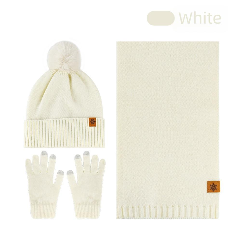 3Pcs/Set Plush Lining Winter Hat Scarf Gloves Set Thicken Scarf Neck Warmer Suit  for Men Women