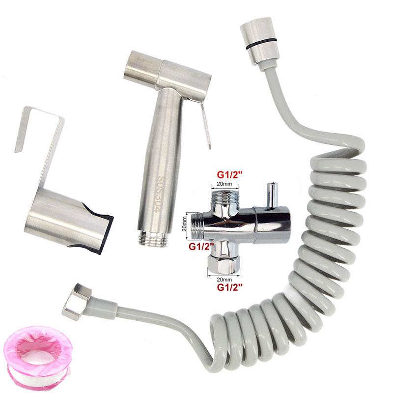 

Ручной смеситель для биде из нержавеющей стали, ручной распылитель для унитаза, биде, душевая головка, комплект самоочищающихся клапанов G1/2 G7/8 для ванной комнаты, распылитель для туалета G1 2 valve