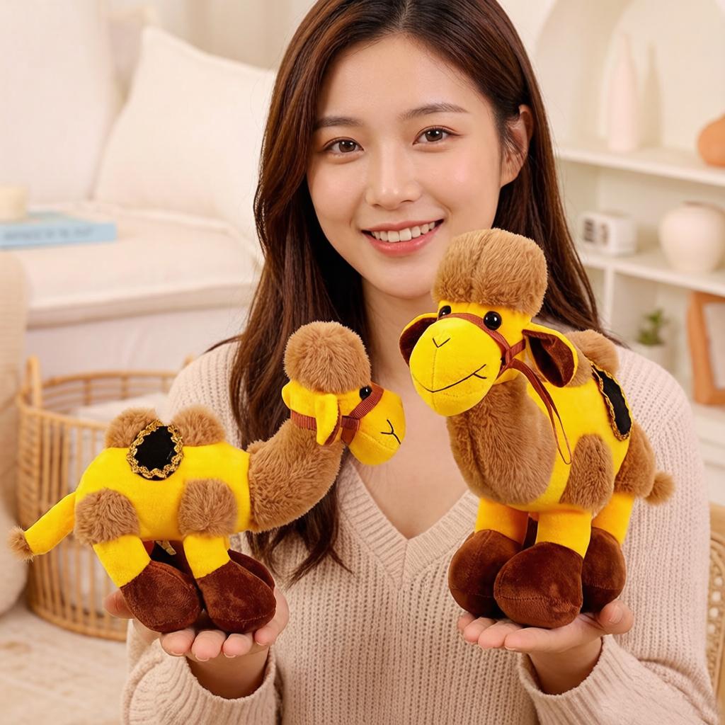 Favorite Toy Unisex Yellow 22/32Cm Two-Humped Camel Plush Toy Soft Stuffed Cuddly Desert Animal Simulation Plushie Man Gift