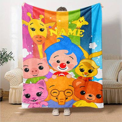 Custom Name Plim Plim Theme Printed Blanket - Perfect for Couch, Bed, Travel & Outdoor Use | Machine Washable, Cozy & Durable.
