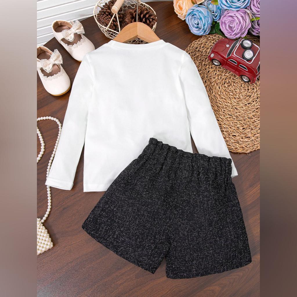 Kids Cartoon Casual Fashion Outfit Set Long Sleeve Top & Pants