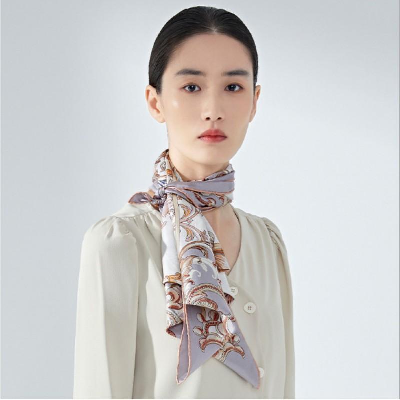 100% Mulberry Silk Square Scarf Double-sided Print Light Luxury Shawl Women Mom Fashion Accessory