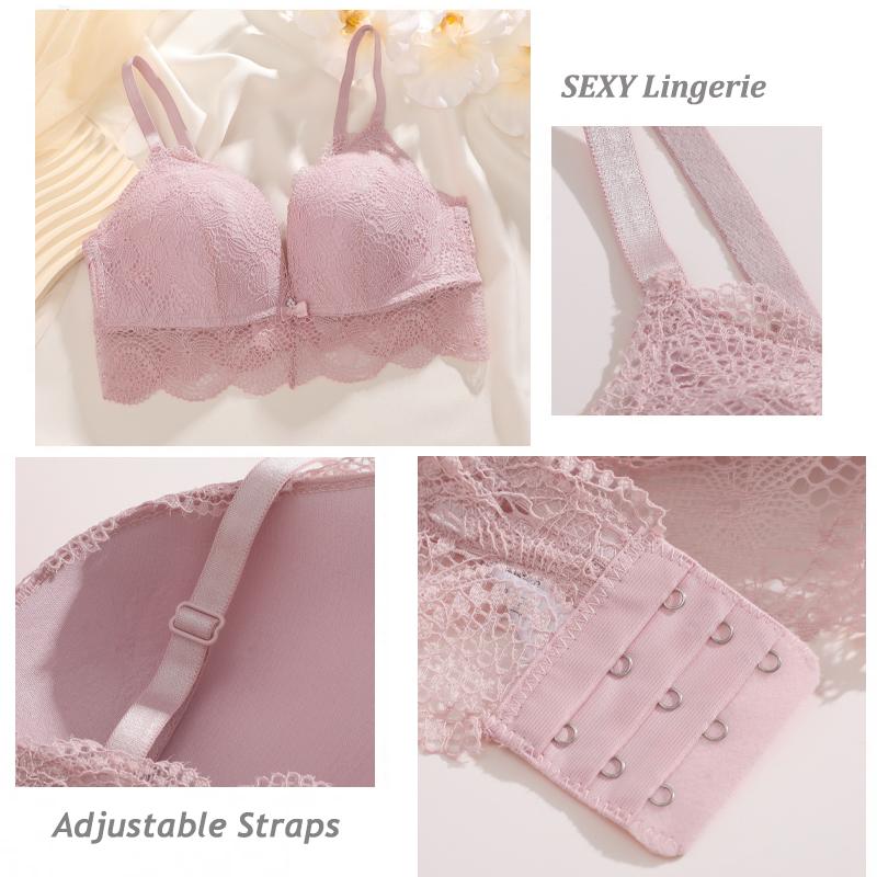 Floral Lace Bra Women Sexy Deep V Neck Bralette Wireless Adjustable Straps Bra Push Up No Steel Underwear Female Soft Lingerie