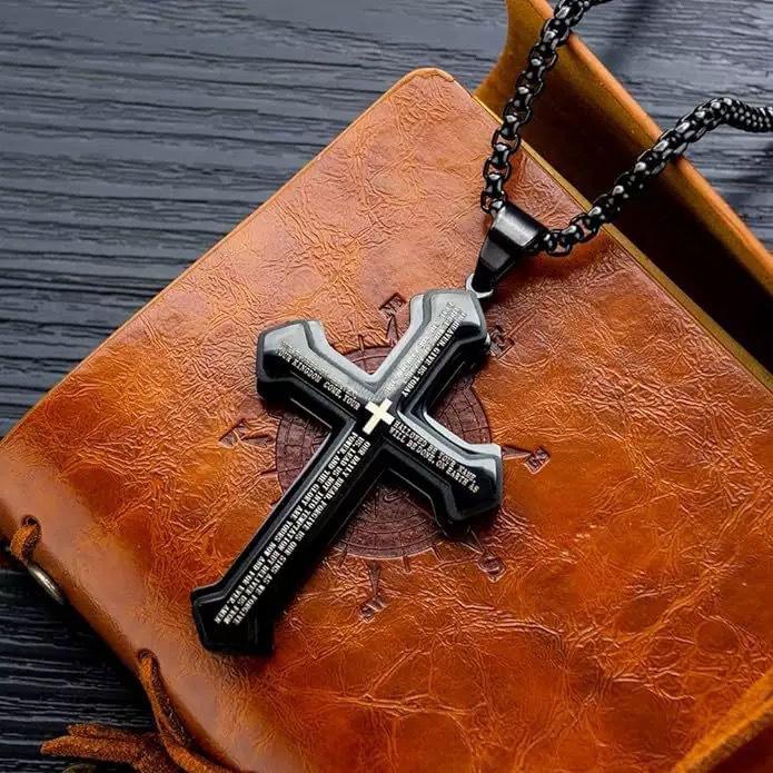 European and American Men's Fashionable Three-layer Cross Necklace Jewelry