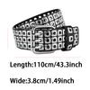 Retro Square Rivet Men'S Belt With Double Row Needle Buckle Women'S Belt Hip-Hop Rock Punk Y2k Style Jeans Men'S And Women'SBelt