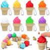 Anti-Stress Ice Cream Cone Keychain 1Pcs Soft Calming Finger Button Fidget Toy for Office Workers Anxiety Relief