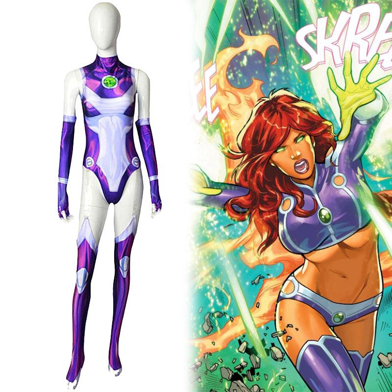 Titans Cartoon Teen Starfire Cosplay Costume Bodysuit Anime Heroes Roleplaying