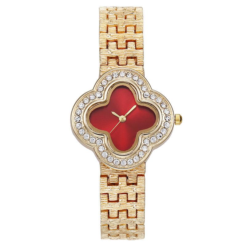 

Модные женские часы Clover Diamond, женские часы, кварцевые часы с циферблатом Fritillary красный