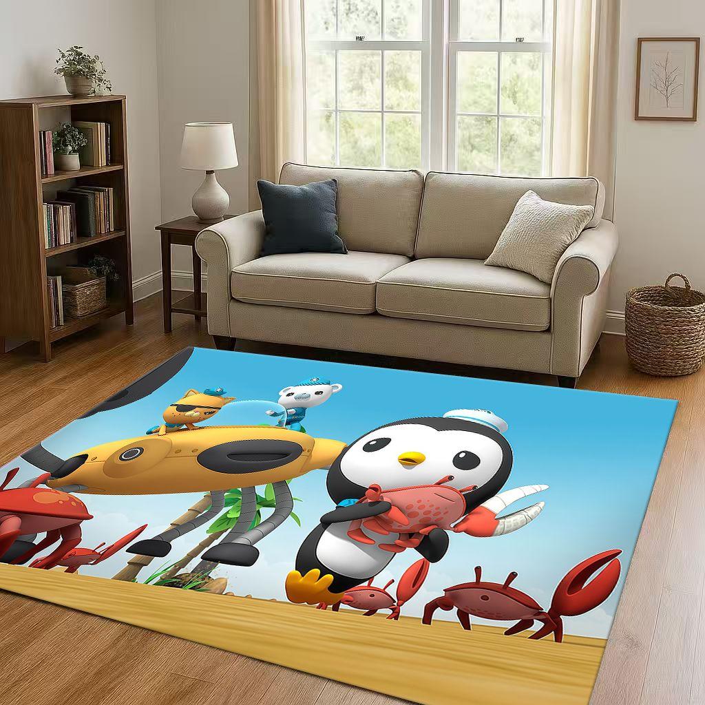 Cute Octonauts Barnacles Cartoon Living Room Non-Slip Area Rug Carpet for Bedroom Playroom Sofa,Easy Clean Home Decor Doormat