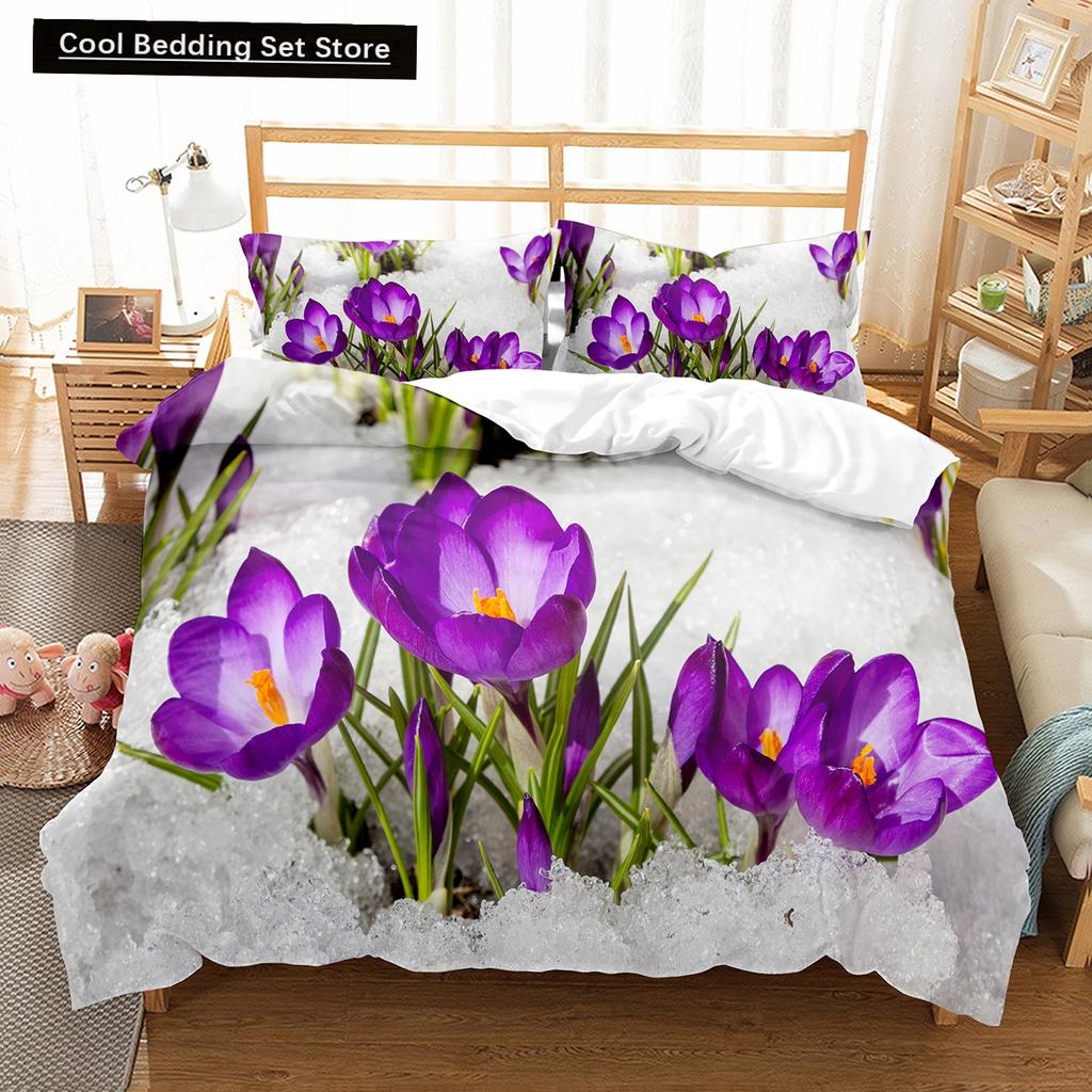 Spring Flowers King Queen Duvet Cover Colorful Floral Bedding Set Cherry Blossoms Quilt Cover 2/3pcs Polyester Comforter Cover