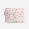 Fashion Bowknit Print Cosmetic Bag Large Capacity Pink Color Storage Pouch Makeup Bag Travel