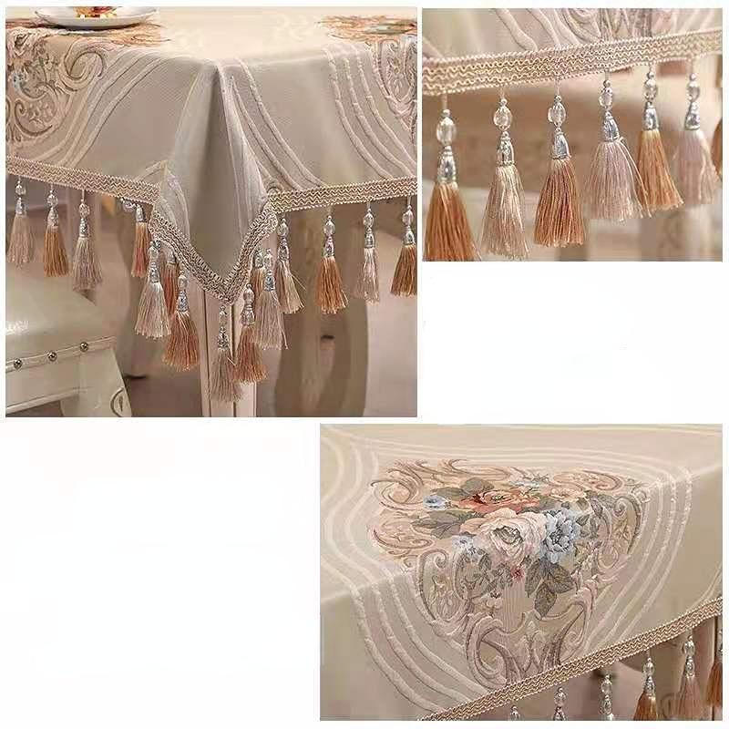Europeisk Retro Matsalsduk med Tofs Lyxig Broderi Bordsduk Blomma Elegant Bordsduk Dekoration Vardagsrum