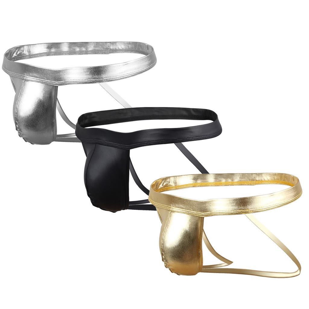 

(Отличный дом)Мужские стринги Сексуальные кожаные трусики со средней талией