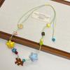 Acrylic star button wood chip bear pendant necklace colored dopamine niche light luxury fashion versatile items