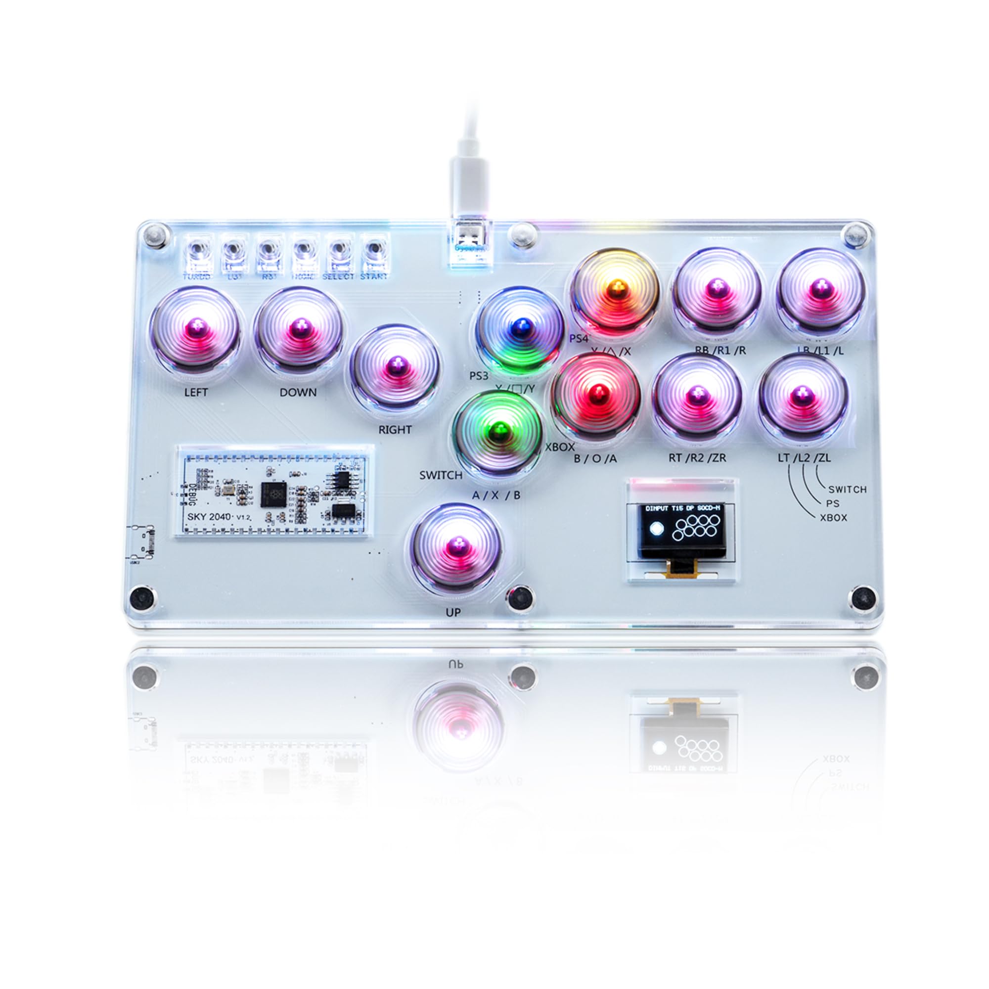 

Mcbazel Hitbox Leverless Akekon Arcade Controller for Fighting Low Latency Hot Swap Rapid Fire Function Сумісний із тонким і легким світлодіодним японцем сірий колір
