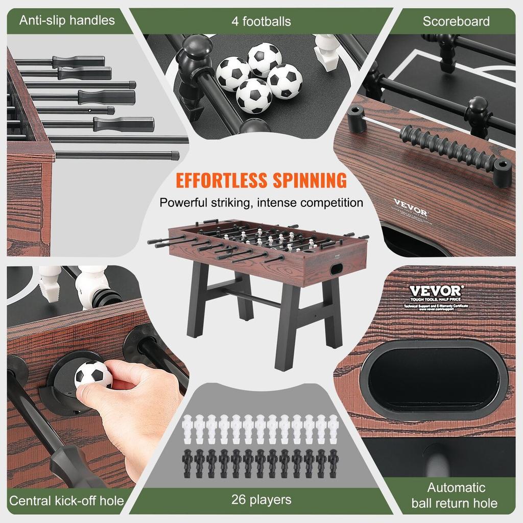 Foosball Table, 55 Inch Standard Size Foosball Table, Indoor Full Size Foosball Table for Home, Family, and Game Room, Soccer with Foosball Table Set,
