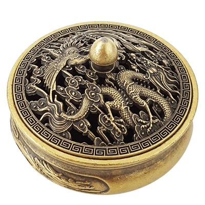 Mini Alloy Dragon and Phoenix Three-legged Incense Burner Xiang Yun Aromatherapy Home Bedroom Portable Small Ornaments Incense Burner Zen Decoration