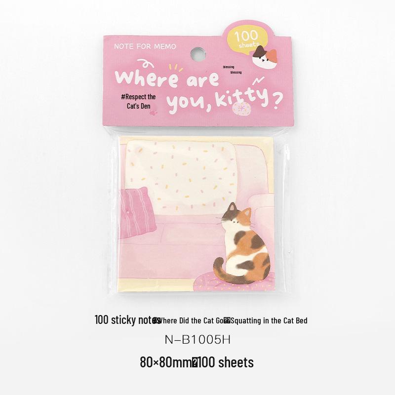 100 Sheets  Where Did the Cats Go  Sticky Notes - Cute Cat Theme for Journals