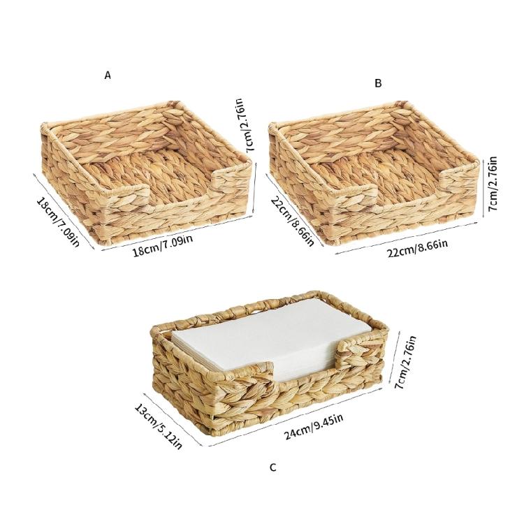 Handmade Water Hyacinth Table Napkin Organizers Natural Wicker Storage Basket For Kitchen Bathroom Living Room Decors