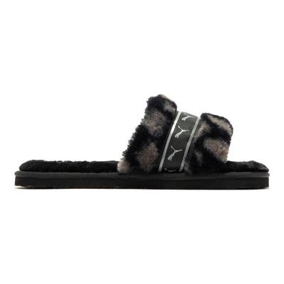 Fluff Remix Plush Comfort EVA Slide Sandals Women Sandals Black Gray 390970-02