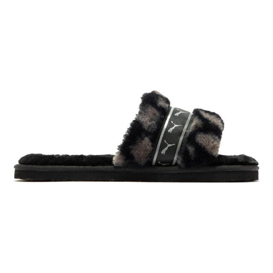 Puma Fluff Remix Peluche Comfort Sandali a Ciabatta Donna Sandali Nero Grigio 390970-02