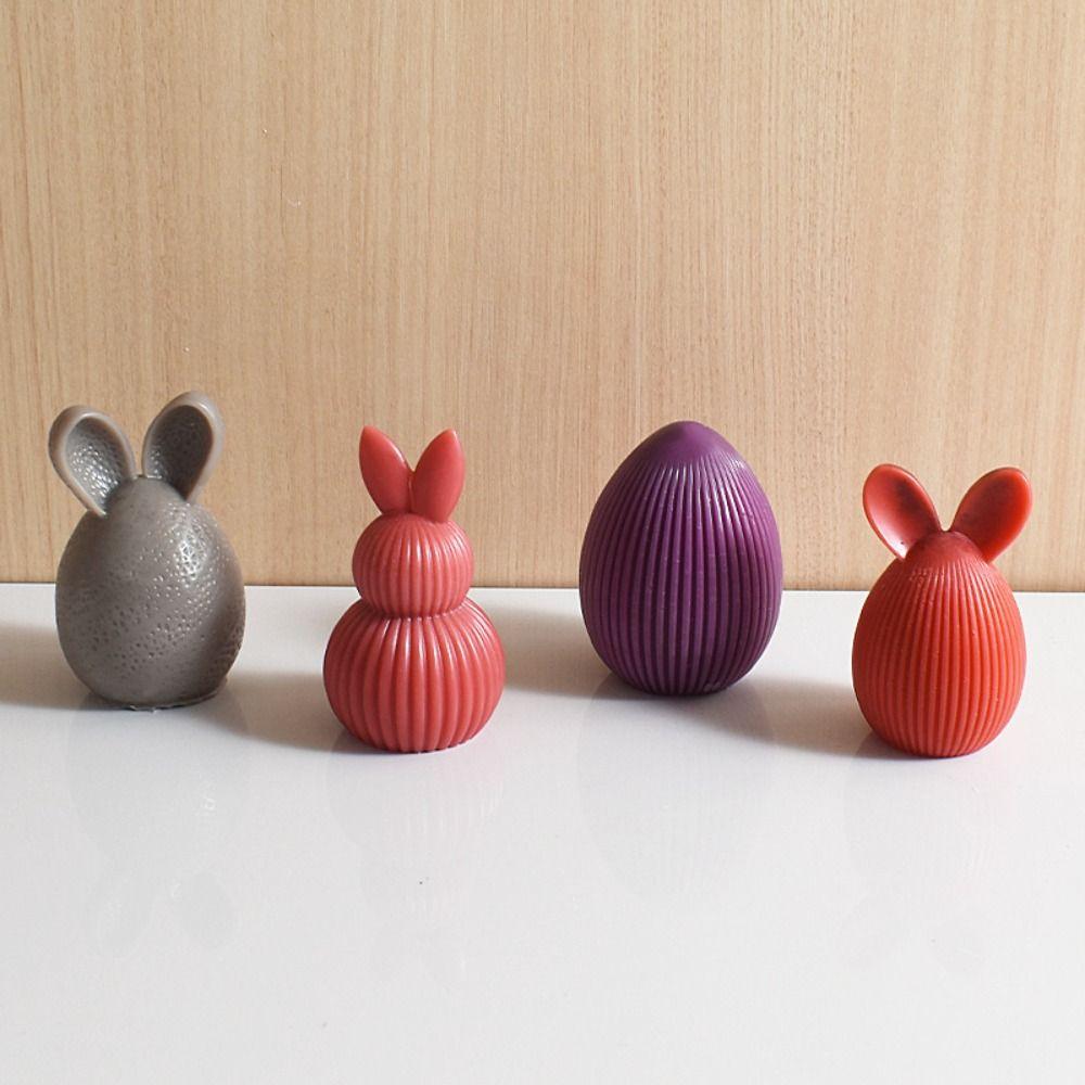 Silicone Candle Mold Egg Bunny Bunny Ornament Craft Creative Plaster Mold  Home Decor