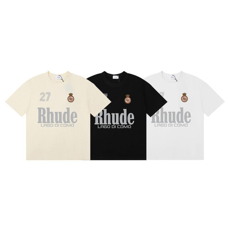 RHUDE Sunset Graphic T-Shirt Men Women Loose Fit Short Sleeve Tee Casual Streetwear