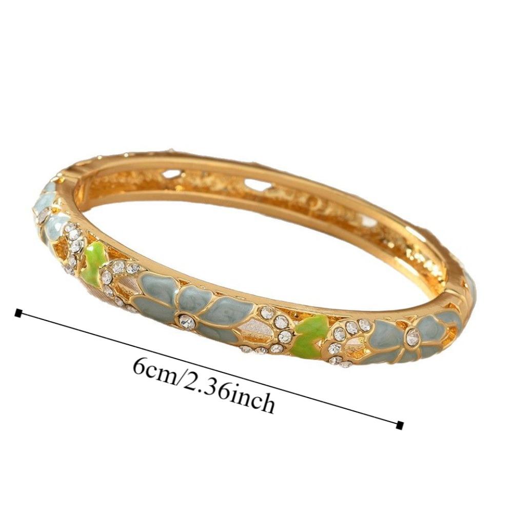 Chinese Style Vintage Cloisonne Bangle Enamel Women's Hand Bracelet Hollow Out Flower Bangle  Girls