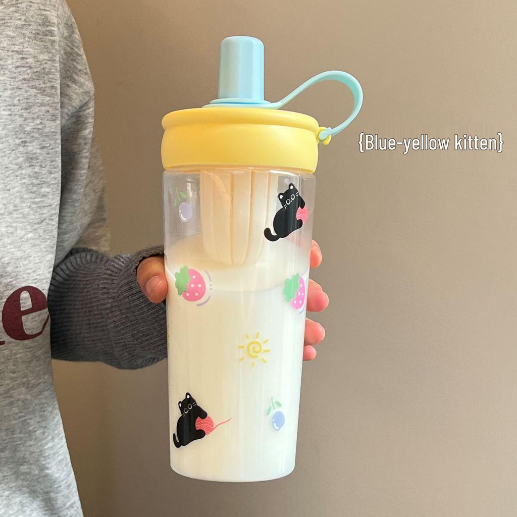 Přenosný kelímek se slámkou s velkým objemem pro dívky - Květinový design