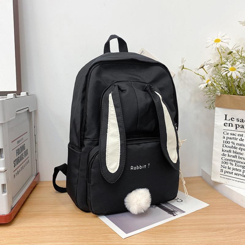 Japanese Korean Style Large Capacity Backpack Cute Bunny Print School Bag for Girls