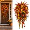 Fall Entryway Hanging Basket Faux Floral Swag Autumn Harvest Door Orange Gold Porch Decor
