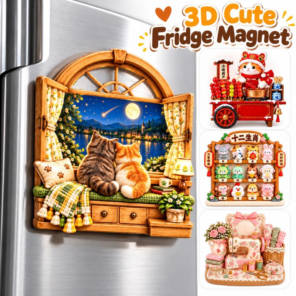 Magnety na lodówkę ze wzorem kreskówkowym 3D Relief 3D Naklejki na lodówkę Wystrój domu