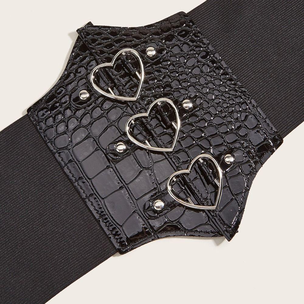 PU Leather Female Waistband Dress Girdle Wide Waist Belt Luxury Love Buckle Cummerbunds  Dress