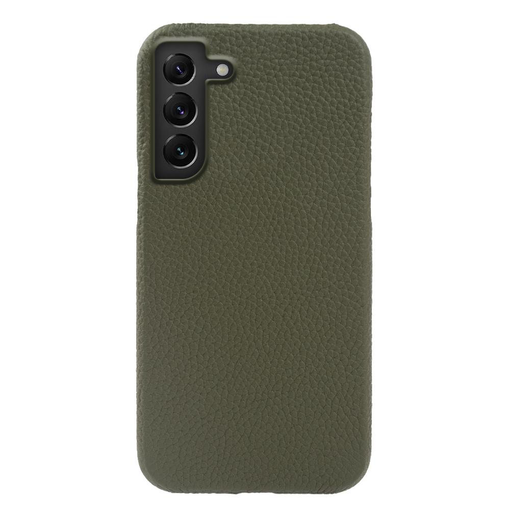 For Samsung Galaxy S22 5G Litchi Texture Magnetic Phone Case Anti-scratch Genuine Cow Leather+PC Cover