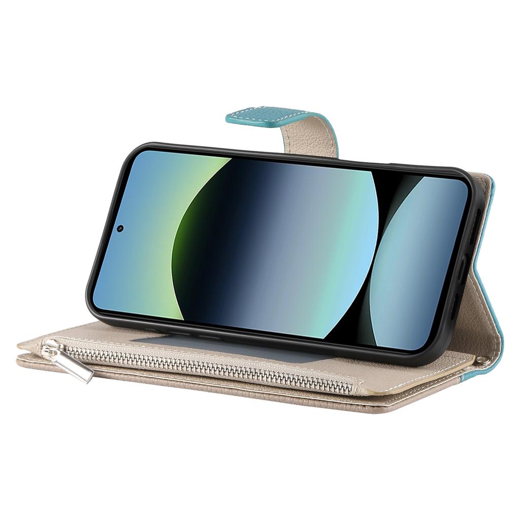 For Xiaomi Redmi Note 14 4G (164.84mm) Case Zipper Wallet Color Splicing Leather Flip Phone Cover with Straps