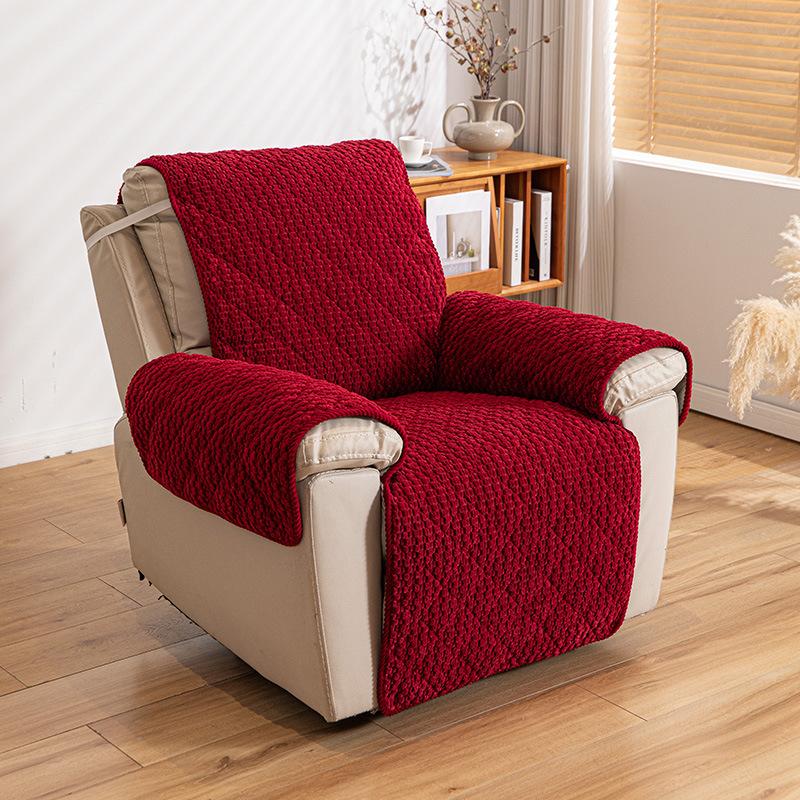 Corduroy Lounge Chair Cover Solid Color Seat Cushion Elastic Band Fixed Anti-slip Sofa Protector Scratched Resistant Sofa Covers