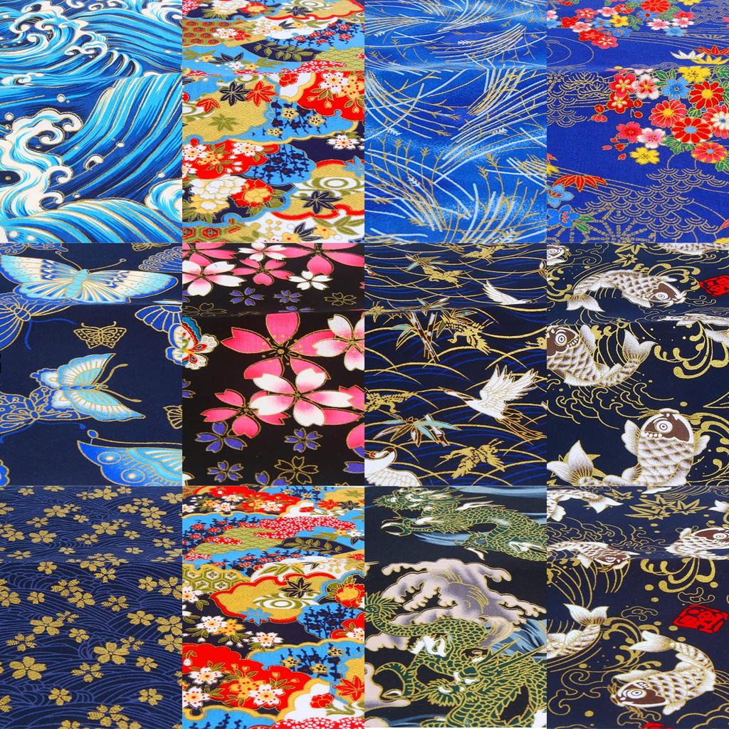 DERAYEE 30 Gold Foil Handmade Craft Floral and Animal Sewing Japanese-Style Fabric, Sheets, 20x25cm, Stamping, Supplies, Prints, Gift,