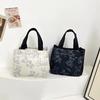 Printed Bear Canvas Handbag Fashionable Large Capacity Hand-Held Storage Bag Portable Lunch Bag