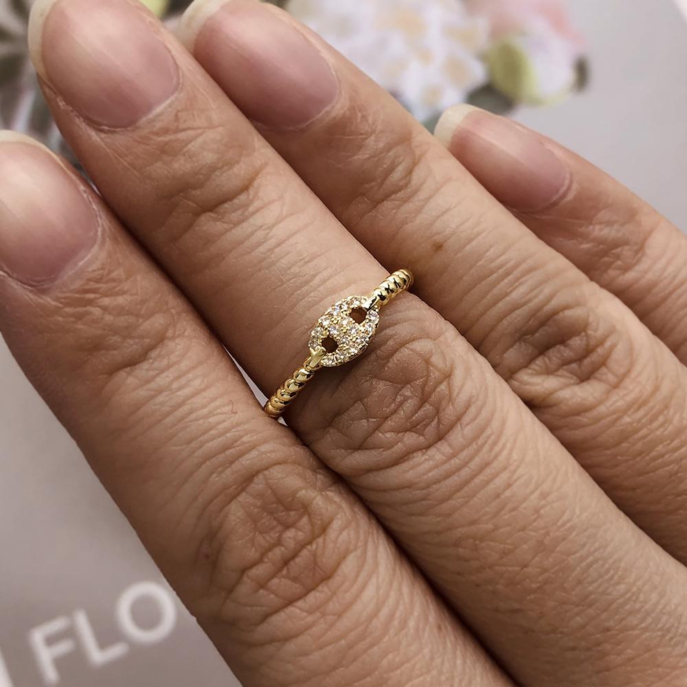 Dainty Minimalist Stacking Ring For Women Trend Cubic Zircon Gold Color Crystal Finger Accessories for Female Jewelry Gift R737