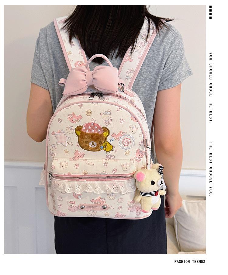 Schoolbag Cute Cartoon Backpack Female Travel Light Play Travel Backpack Girl Foreign Style Fashion Lace Student School Bag