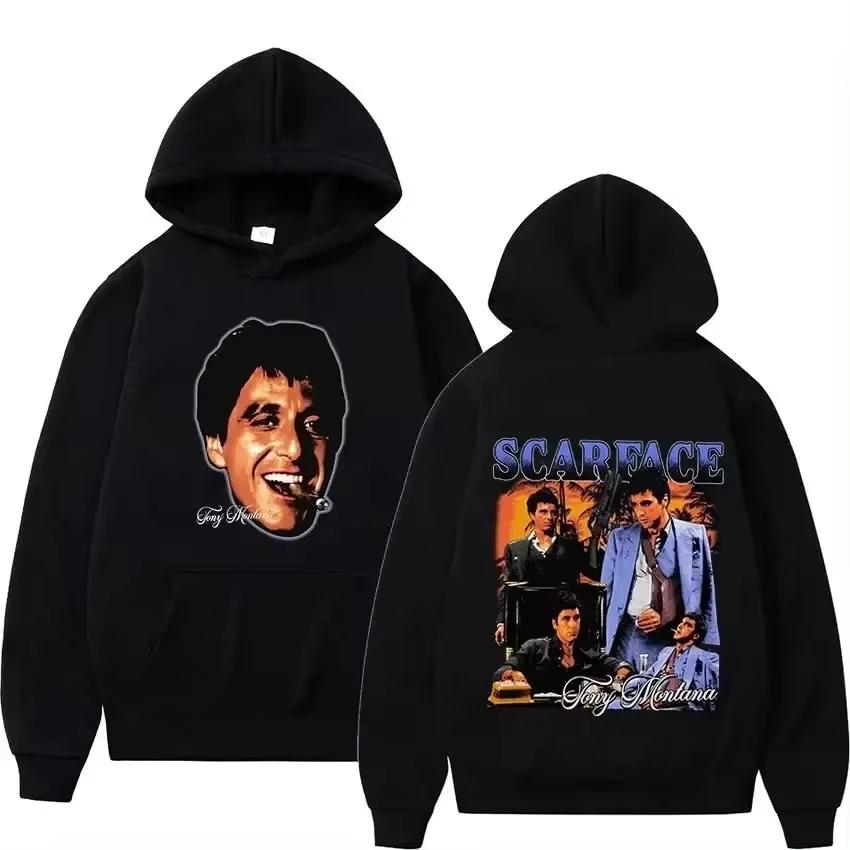Tony-Montana-Hoodie mit dem Filmmotiv „Scarface“ für Damen und Herren, lässiger Retro-Hip-Hop-Punk-Hoodie, Streetwear im Hip-Hop-Stil
