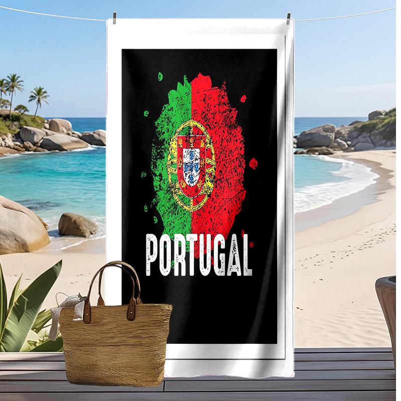 Portugalsko národní fotbalový tým Tištěný Plážový Ručník Rychleschnoucí Měkký Ručník Přenosná Velká Obdélníková Plážová Přikrývka pro Cestování Bazén
