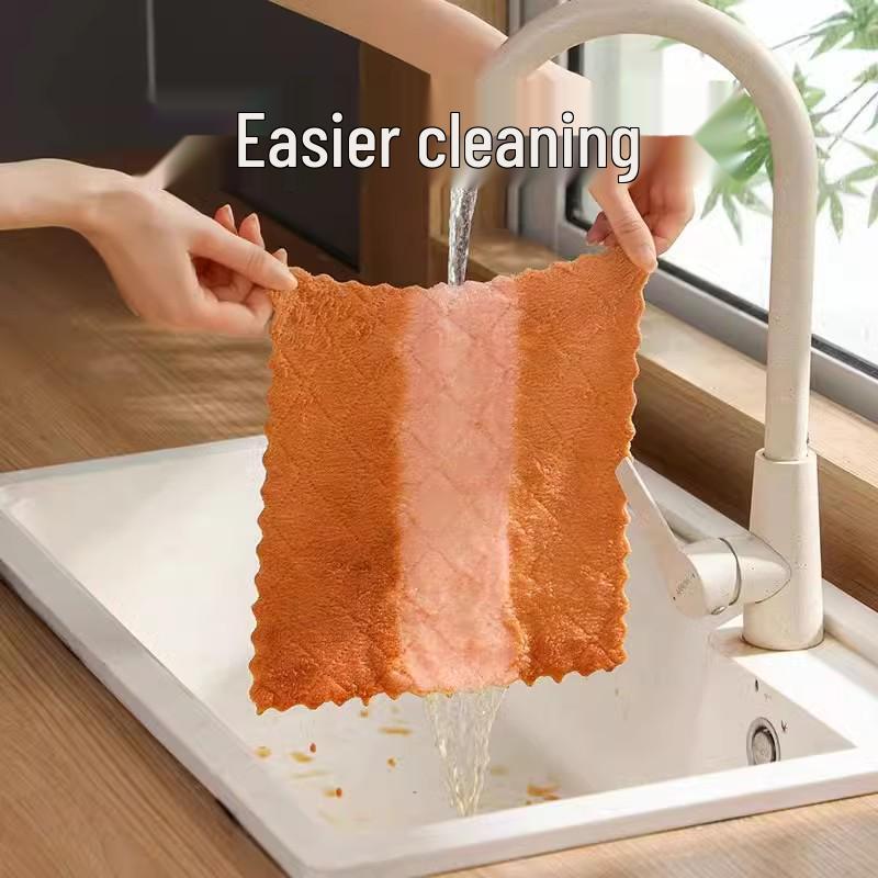 Coral Fleece Oil-Proof Cleaning Rag for Kitchen and Home