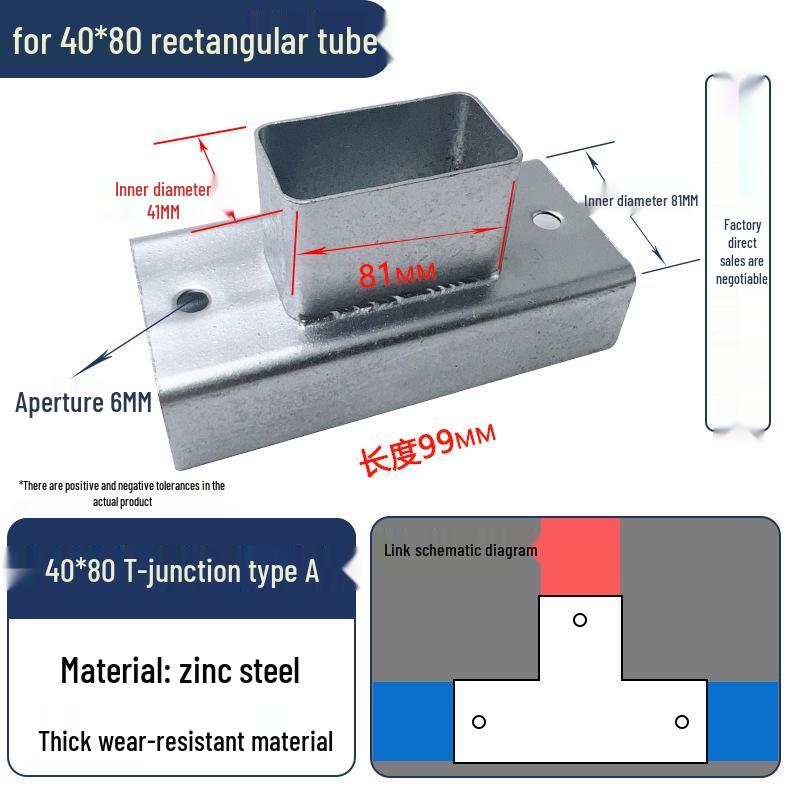 Connettori per Tubi Rettangolari a 3 e 4 Vie Senza Saldatura, Set Completo per Tubi Quadrati 40x60.
