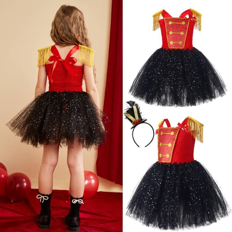Elegant Nutcracker Dress With Sequin Accents Cosplay Outfit For Girls On Halloween