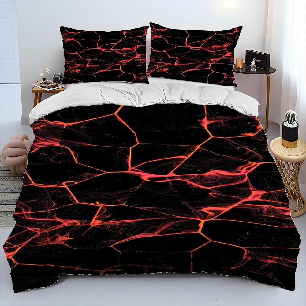 3D Volcano Lava Magma Comforter Bedding Set,Duvet Cover Bed Set Quilt Cover Pillowcase,King Queen Size Bedding Set Adult Child