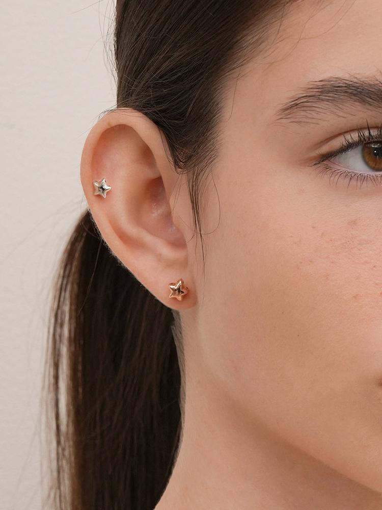 Minimalpiercing 14K 18K Golden Star Layer Piercing Earrings