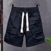 Men Cargo Shorts Elastic Waist Adjustable Drawstring Multi-Pockets Shorts Wide Leg Quick Drying Fitness Running Shorts